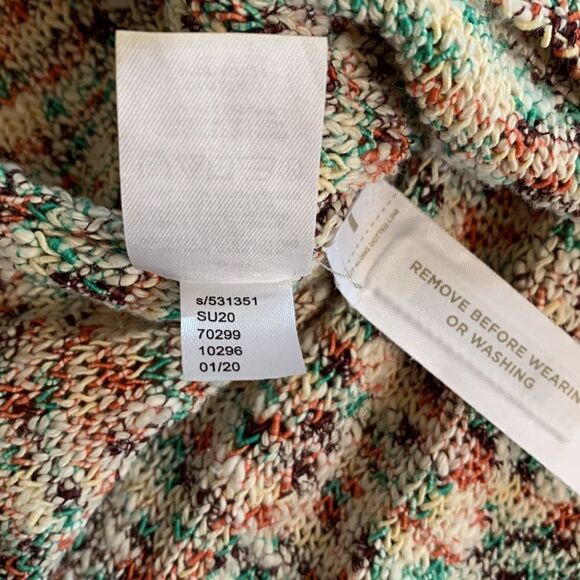 LOU & GREY Vneck dolman sleeves Multicolor knit hi-lo sweater top OVERSIZED XS - Picture 7 of 9